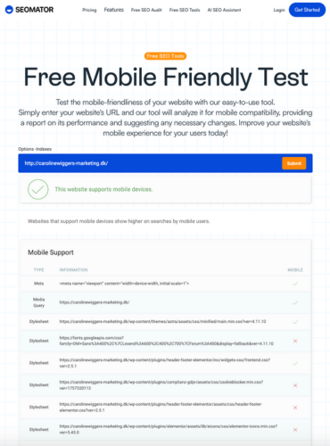 caroline wiggers free mobile friendly test